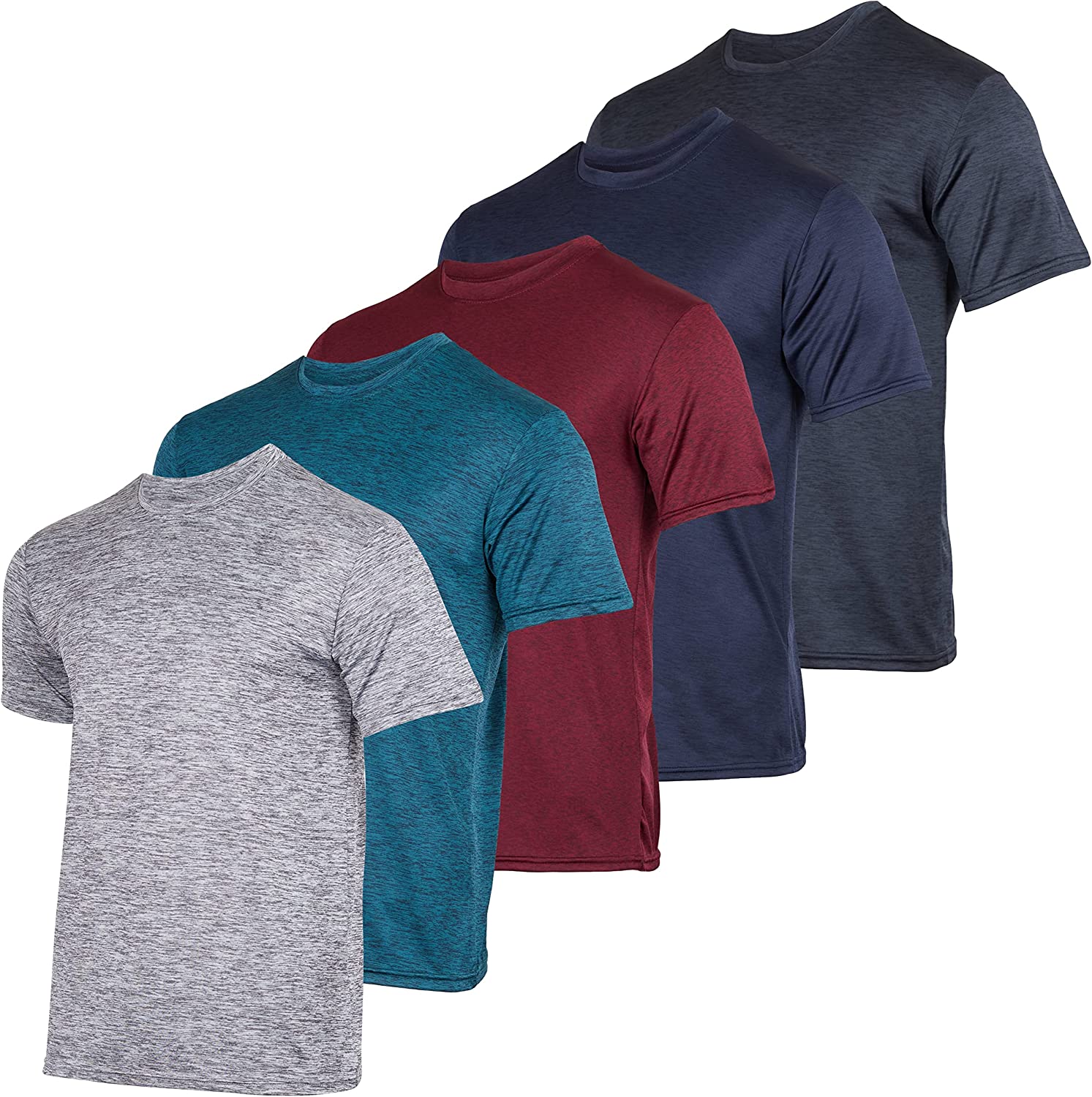 5 Pack: Men’s Dry-Fit Moisture Wicking Active Athletic Performance Crew T-Shirt - Image 8